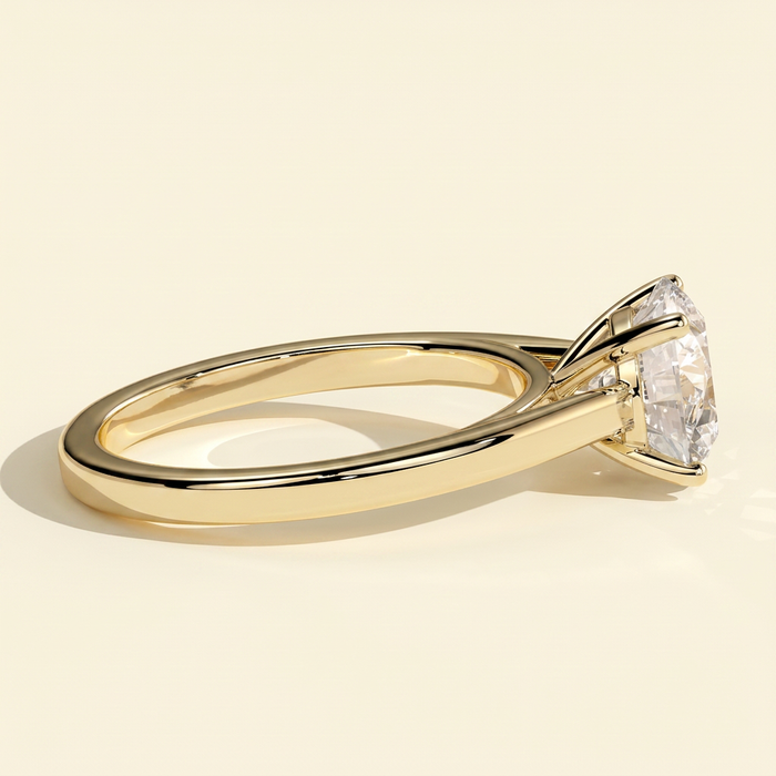 The Veya - Round Cut Lab Grown Diamond Four Claw Solitaire Ring with Elevated Cathedral Setting