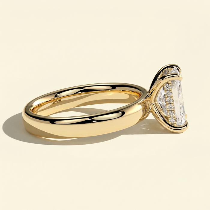 The Doria - Radiant Lab Grown Diamond Solitaire with Cigar Band & Hidden Halo