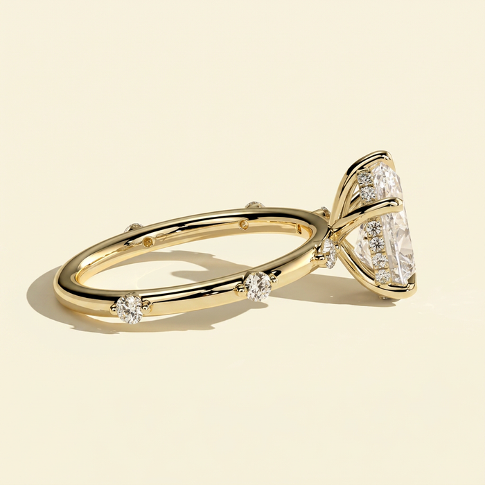 The Nixie - Pear Cut Lab Grown Diamond Ring with Hidden Halo and Accents