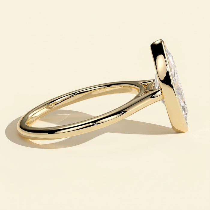 The Venia - Marquise Cut Lab Grown Diamond Bezel Solitaire Engagement Ring