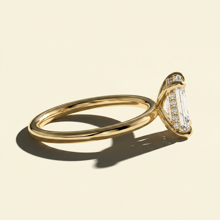 The Dea - Emerald Cut Lab Grown Diamond Solitaire with Hidden Halo Ring