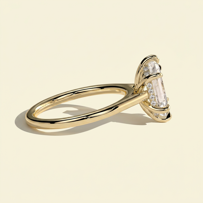 The Kira - Hexagon Cut Lab Grown Diamond Solitaire with Hidden Halo Ring