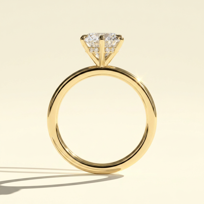 The Auriel - Round Lab Grown Diamond Solitaire with Six Claws & Hidden Halo
