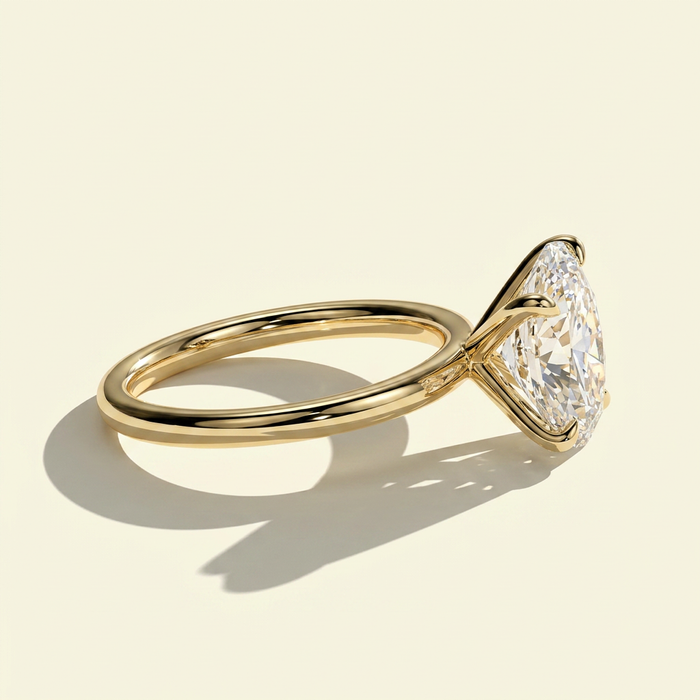 The Aurea - Minimalist Pear Cut Lab Grown Diamond Solitaire Engagement Ring