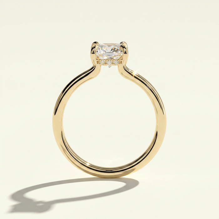 The Daria - Radiant Cut Lab Diamond Engagement Ring with Hidden Halo Design