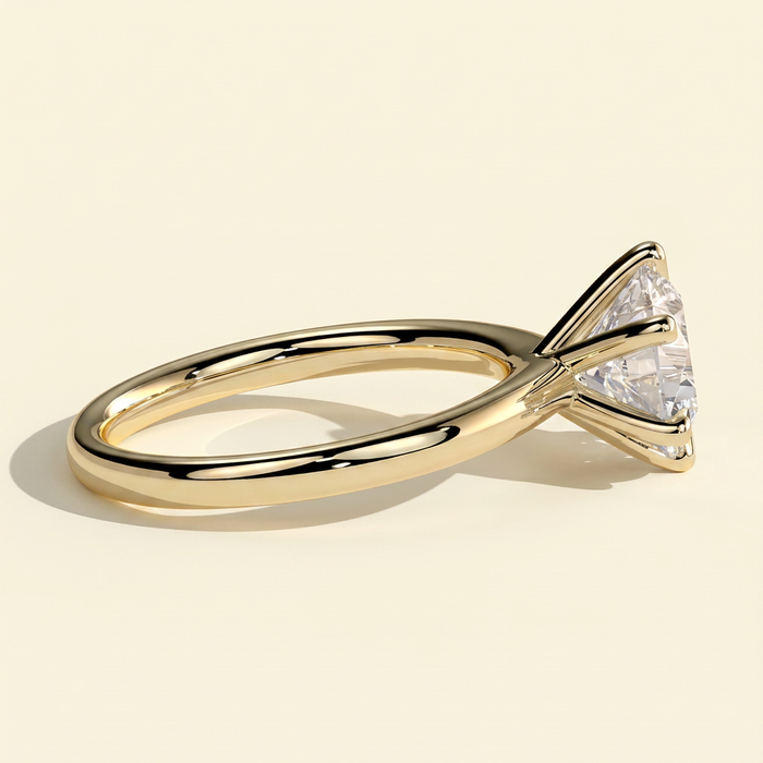The Essa - Round Cut Lab Grown Diamond Solitaire with Solid Cathedral High Setting Ring