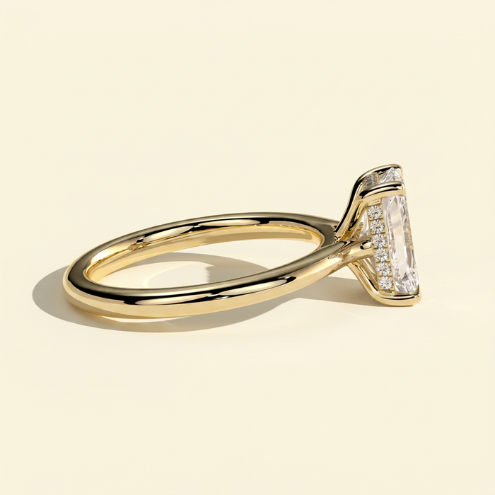The Aurelia - Radiant Cut Lab Grown Diamond Engagement Ring with Hidden Halo