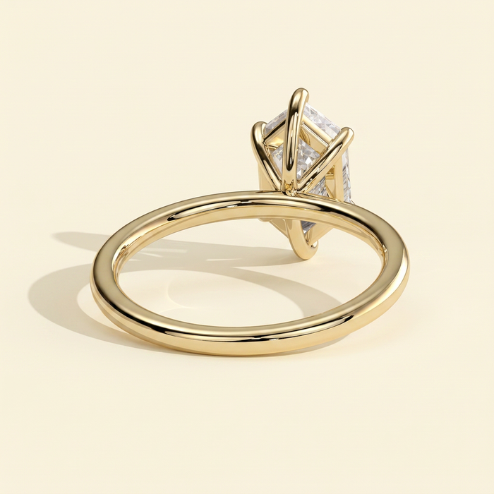 The Emelia - Classic Elongated Hexagon Cut Lab Grown Diamond Solitaire Engagement Ring