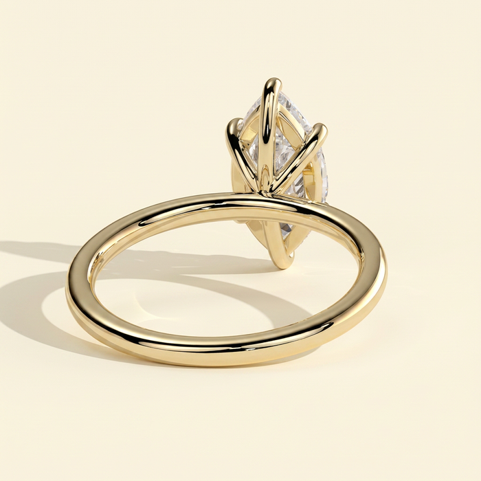 The Istra - Marquise Cut Lab Grown Diamond Six Claw Solitaire with Slim Band Engagement Ring