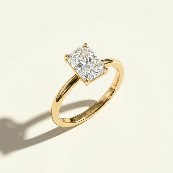 The Daria - Radiant Cut Lab Diamond Engagement Ring with Hidden Halo Design