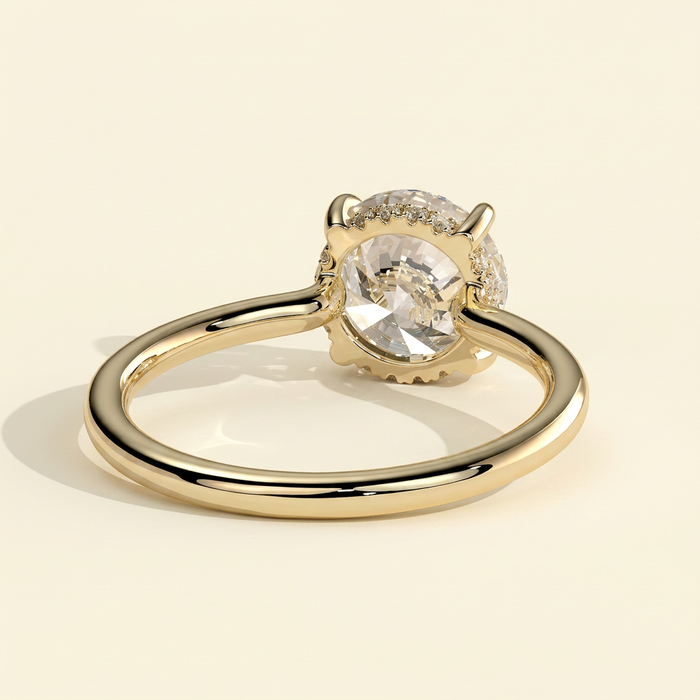 The Cielo - Round Cut Lab Grown Diamond Floating Cathedral Low Set Hidden Halo Engagement Ring