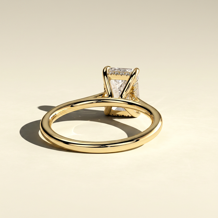 The Aurora - Emerald Cut Lab Grown Diamond Solitaire with Hidden Halo Ring