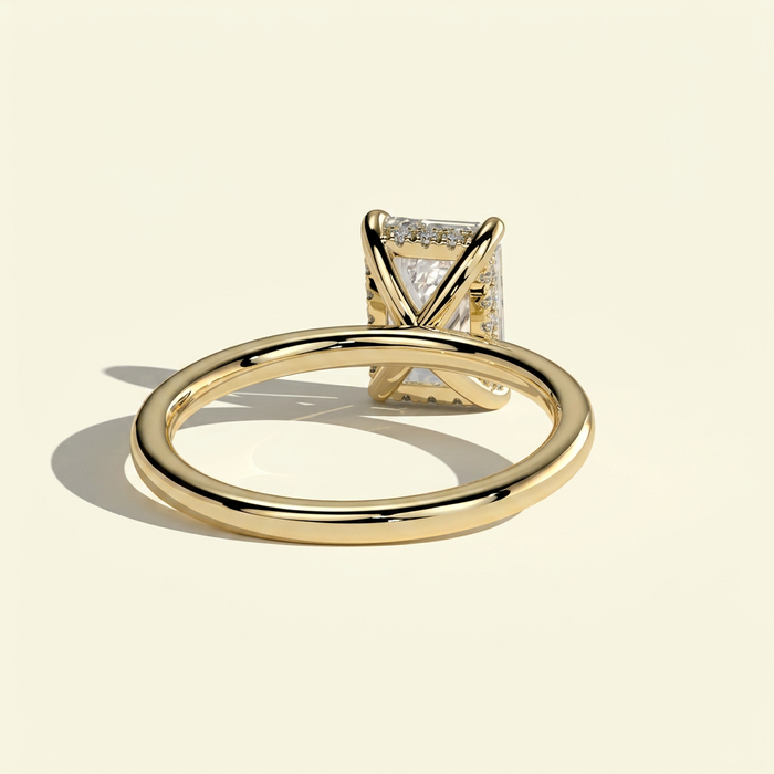 The Dea - Emerald Cut Lab Grown Diamond Solitaire with Hidden Halo Ring