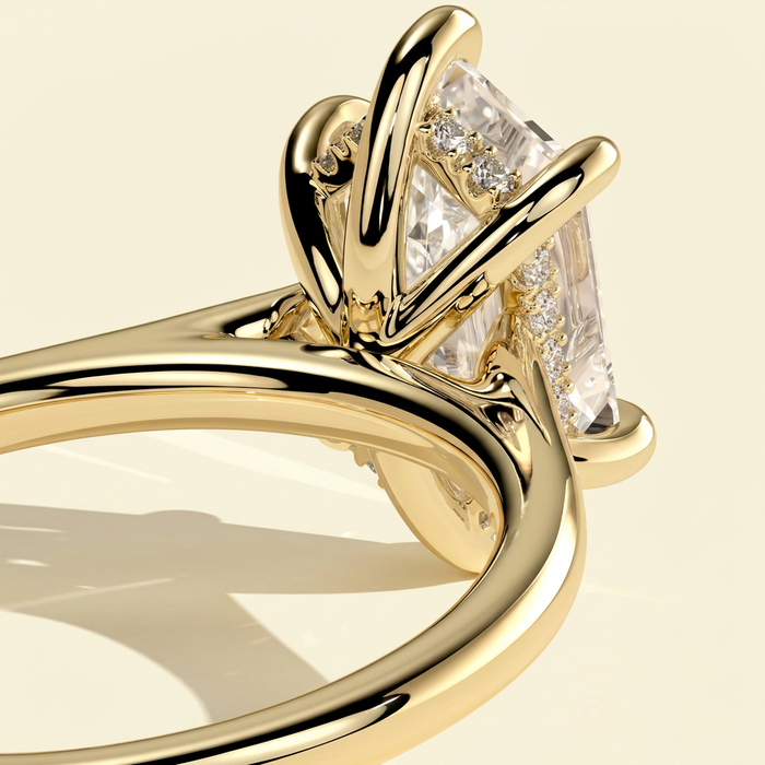 The Kira - Hexagon Cut Lab Grown Diamond Solitaire with Hidden Halo Ring