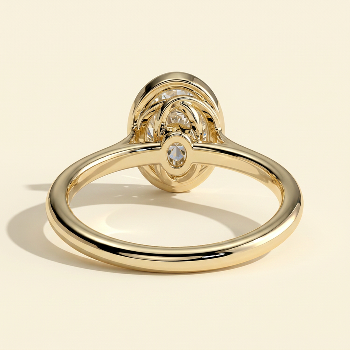 The Faina - Oval Cut Lab Grown Diamond Bezel Set Twisted Cathedral Engagement Ring