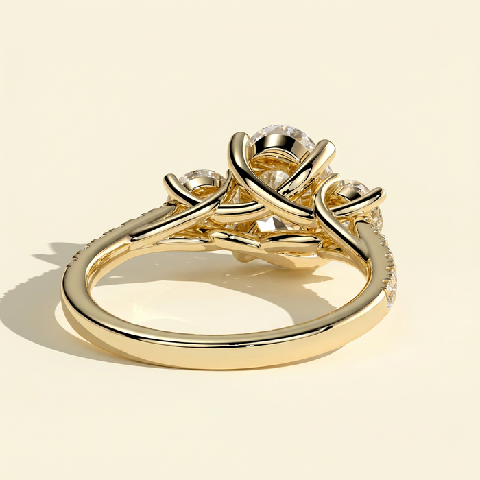 The Alba - Oval Lab Diamond Trilogy with Round Side Stones and Pave Band