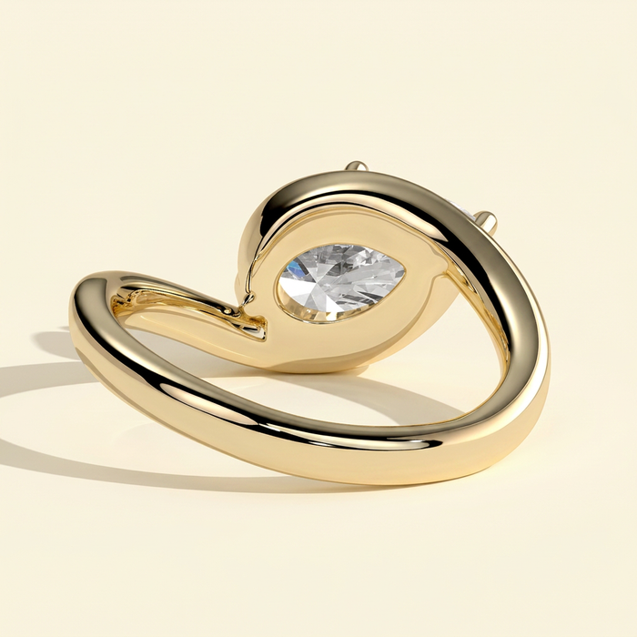 The Clara - Pear Cut Lab Grown Diamond East West Bypass Band Engagement Ring