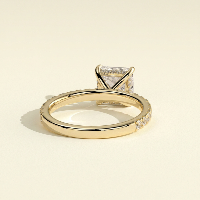 The Dova - Princess Lab Grown Diamond Solitaire with Hidden Halo & Pave