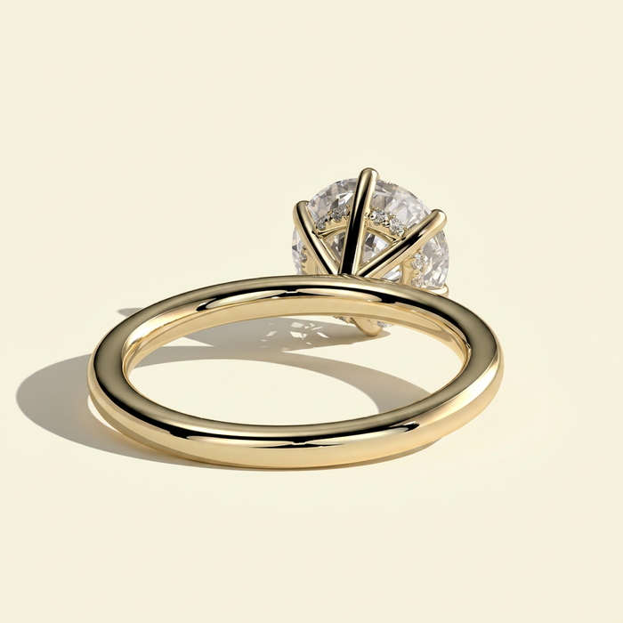 The Auriel - Round Lab Grown Diamond Solitaire with Six Claws & Hidden Halo