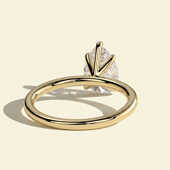 The Aurea - Minimalist Pear Cut Lab Grown Diamond Solitaire Engagement Ring