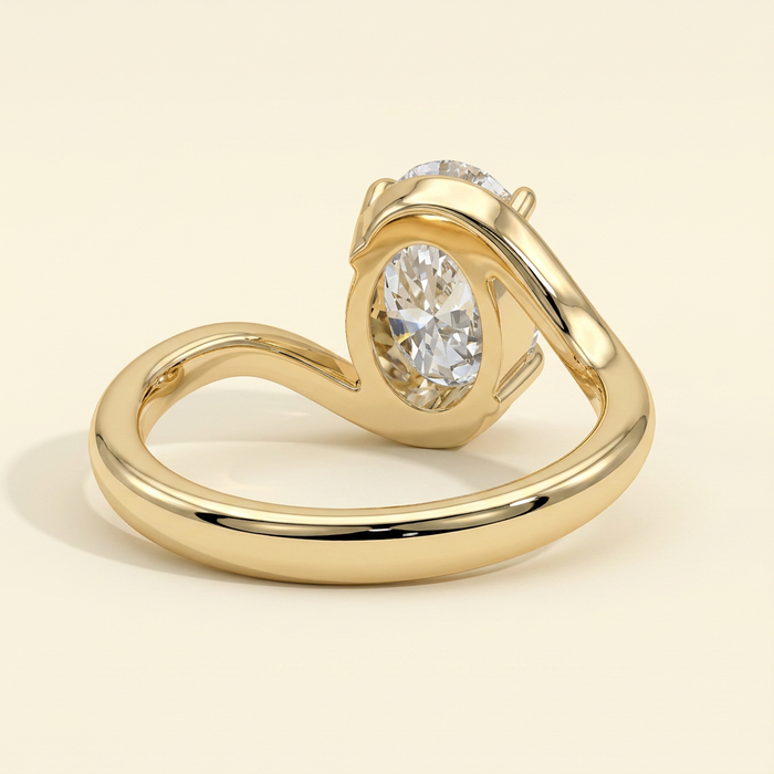 The Wren - Oval Cut Lab Grown Diamond Bypass Band Solitaire Engagement Ring