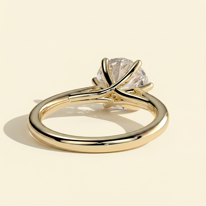 The Verina - Round Cut Lab Diamond Solitaire with Open Trellis Gallery and Cathedral Setting Ring
