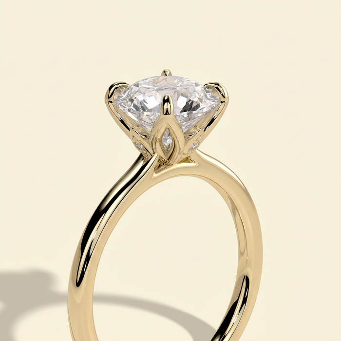 The Tessa - Round Cut Lab Grown Diamond Solitaire with Petal Gallery and Cathedral Setting Ring