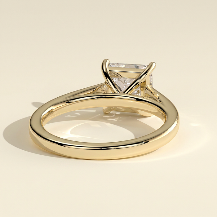 The Monelle - Princess Cut Lab Grown Diamond Four Claw Cathedral Solitaire Engagement Ring