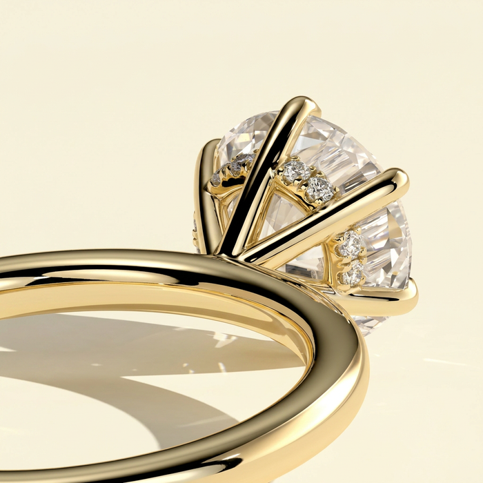 The Auriel - Round Lab Grown Diamond Solitaire with Six Claws & Hidden Halo