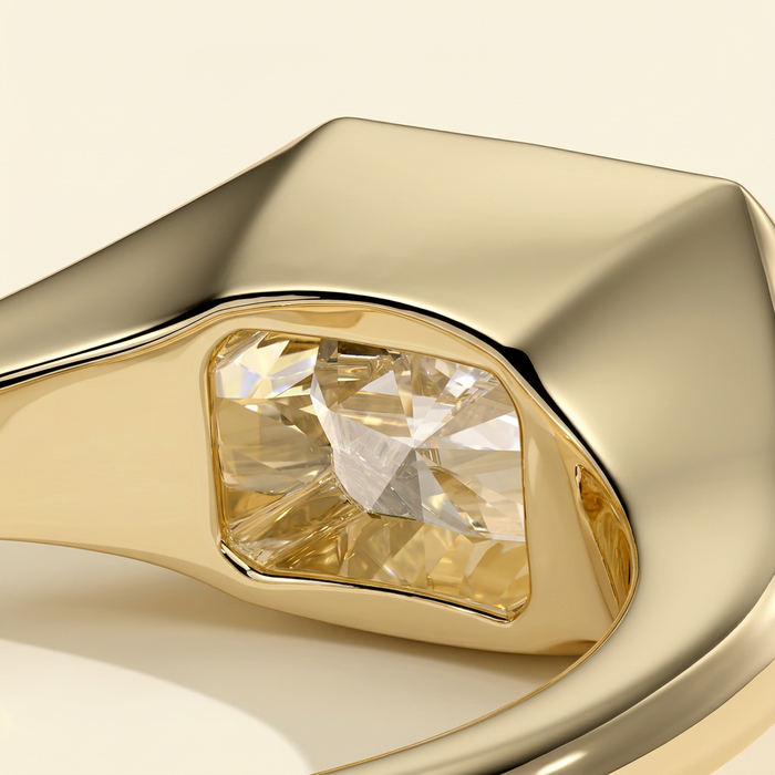 The Ciana - Radiant Cut Lab Grown Diamond East West Bezel Set Signet Band Engagement Ring