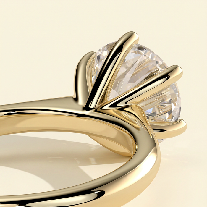 The Vienne - Round Cut Lab Grown Diamond Six Claw Low Cathedral Solitaire Engagement Ring