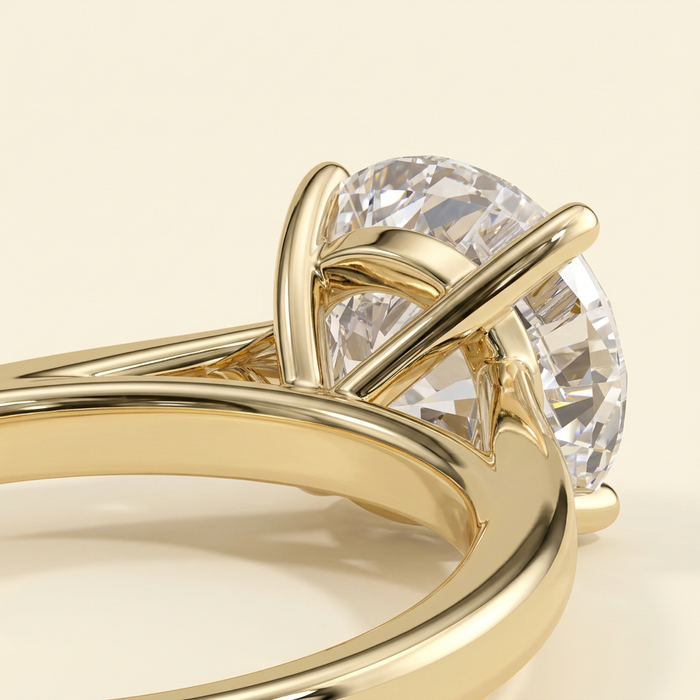 The Veya - Round Cut Lab Grown Diamond Four Claw Solitaire Ring with Elevated Cathedral Setting