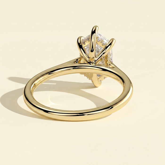 The Kira - Hexagon Cut Lab Grown Diamond Solitaire with Hidden Halo Ring