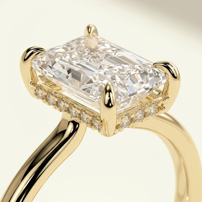 The Daria - Radiant Cut Lab Diamond Engagement Ring with Hidden Halo Design