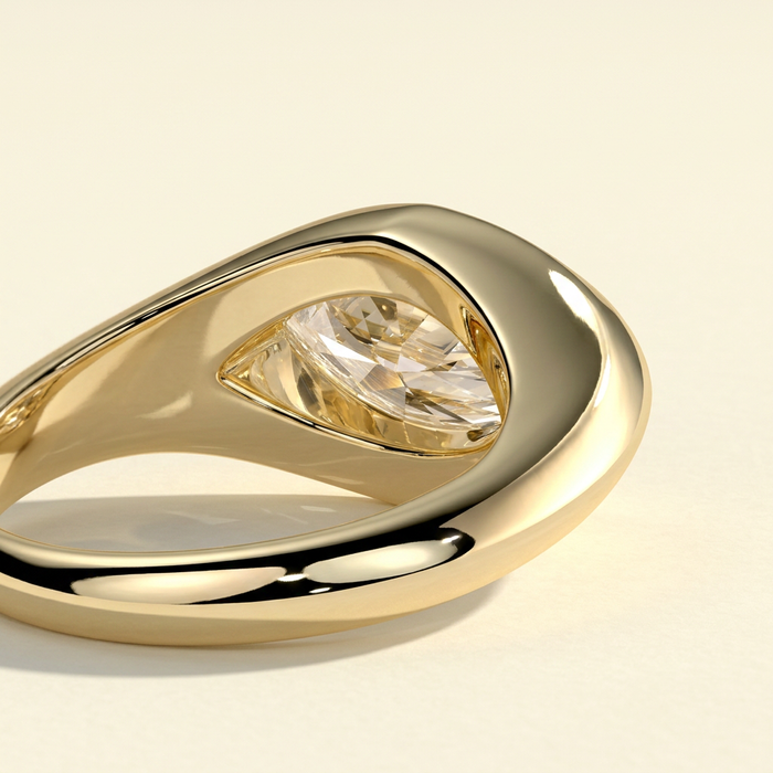 The Kyra - East West Marquise Lab Grown Diamond Bezel Ring, Signet Band