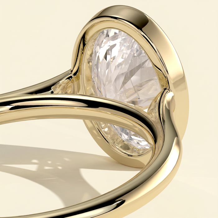 The Catena - Oval Cut Lab Grown Diamond Open Cathedral Bezel Set Solitaire Engagement Ring
