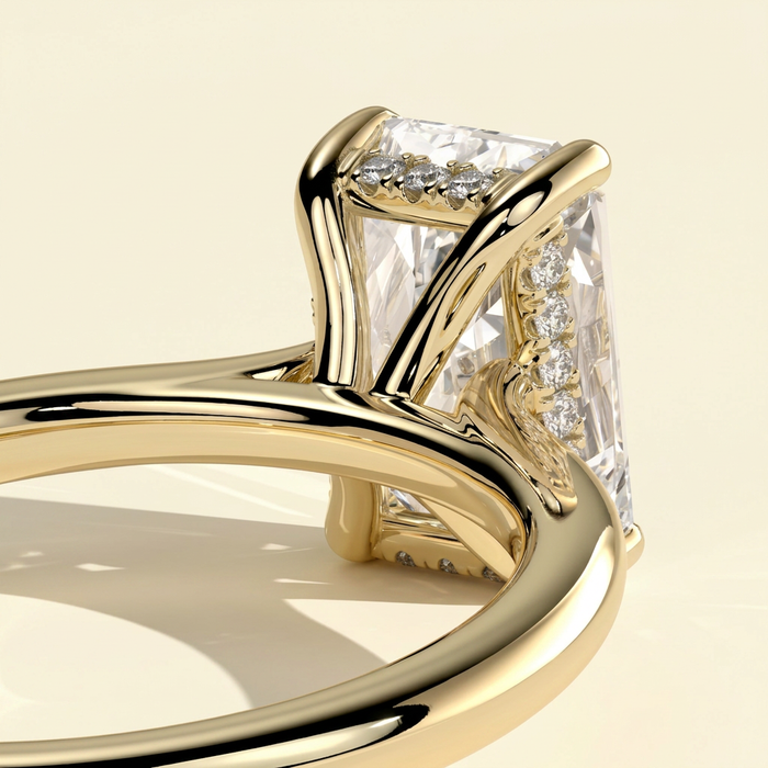 The Aurelia - Radiant Cut Lab Grown Diamond Engagement Ring with Hidden Halo