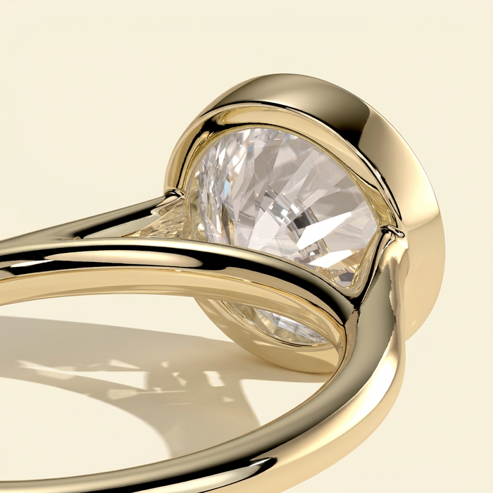 The Ceres - Round Cut Lab Grown Diamond Bezel Solitaire with Open Cathedral Setting Engagement Ring
