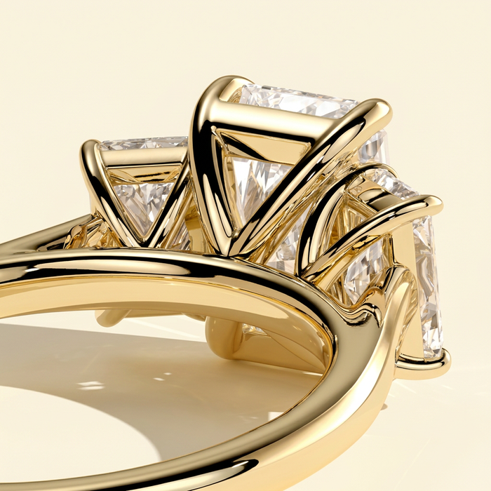 The Elina - Classic Radiant Lab Grown Diamond Three Stone Engagement Ring
