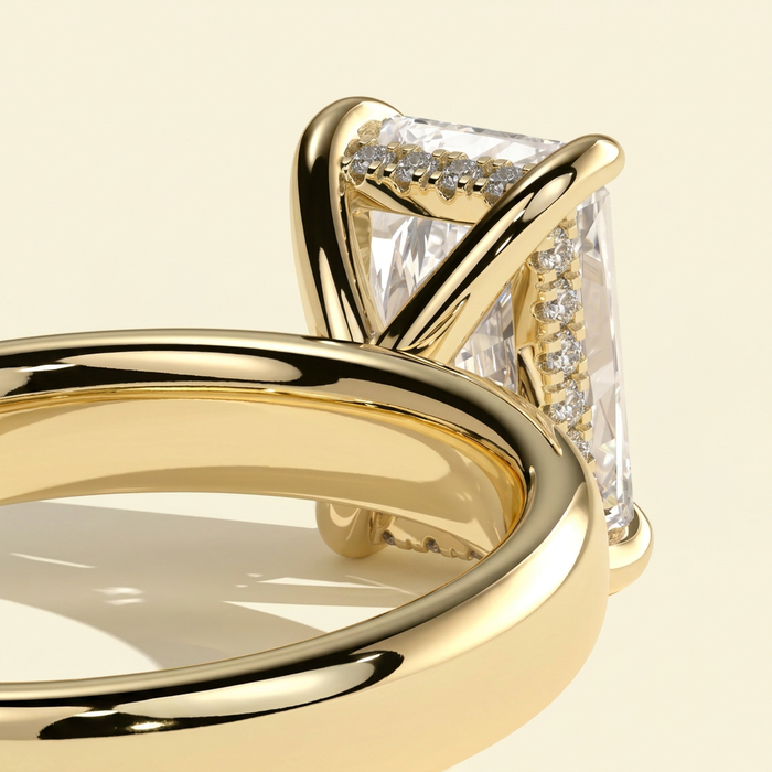 The Doria - Radiant Lab Grown Diamond Solitaire with Cigar Band & Hidden Halo