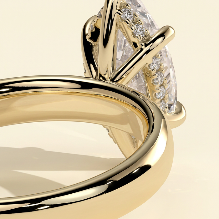 The Liana - Marquise Cut Lab Grown Diamond Hidden Halo Engagement Ring with Cigar Band