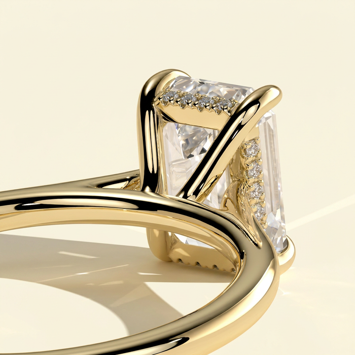 The Aurora - Emerald Cut Lab Grown Diamond Solitaire with Hidden Halo Ring
