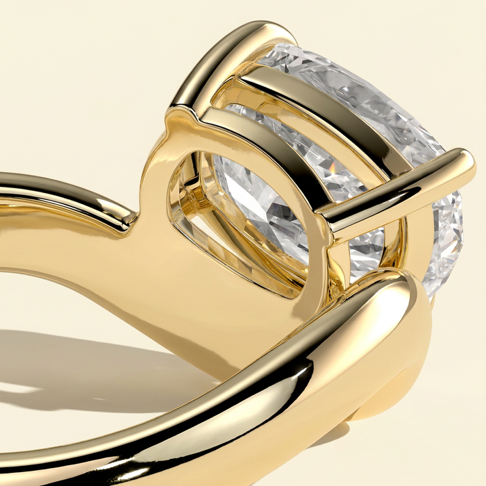 The Aelora - Elongated Cushion Cut Lab Grown Diamond East West Solitaire with Wave Band Engagement Ring