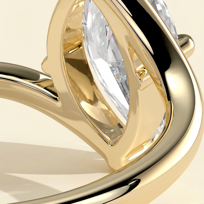 The Vesper - Marquise Cut Lab Grown Diamond Claw Solitaire with Open Bypass Band Engagement Ring