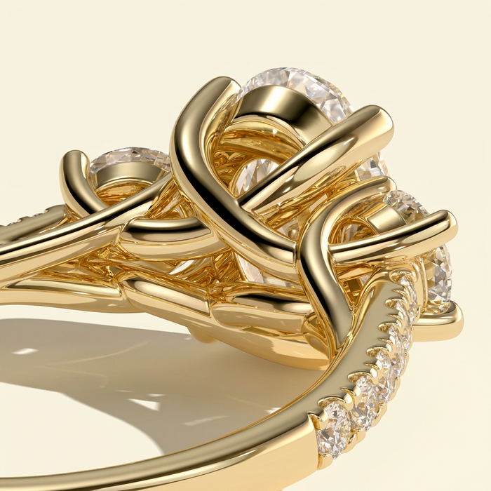 The Alba - Oval Lab Diamond Trilogy with Round Side Stones and Pave Band