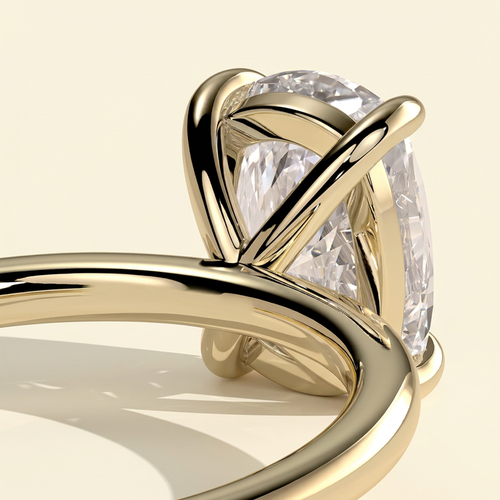 The Iluna - Elongated Cushion Cut Lab Grown Diamond Four Claw Solitaire Engagement Ring